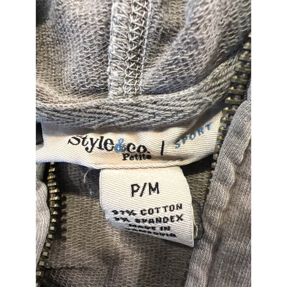 Style & Co Petite Sport Women’s Zip Up Embroidered Hooded Sweatshirt Sz P/M Gray - Picture 4 of 4